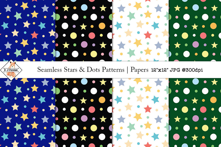 Seamless Stars & Dots Patterns | Digital Papers