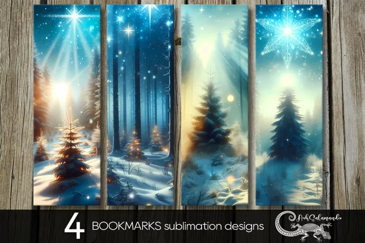 Christmas landscape | Xmas bookmarks sublimation design PL