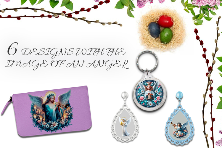Cliparts I 6 designs with the image of an angel, PNG