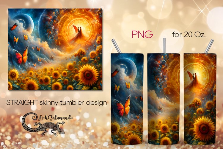 Romantic sunflower | Skinny tumbler Sublimation design PLUS