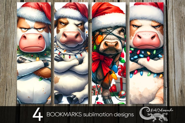 Christmas cow | funny Xmas bookmarks sublimation design PL