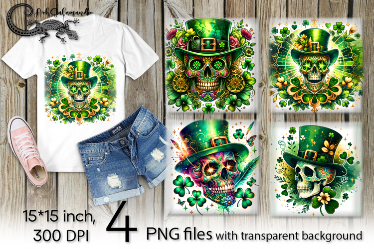 St. Patricks day skull | 4 PNG Sublimation designs P