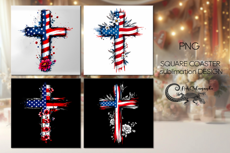 USA patriotic | flag american square coaster sublimation