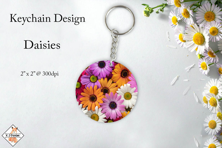 Daisy Flowers Keychain | Sublimation Designs