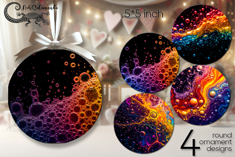 Abstract multicolor | round ornaments sublimation designs PL