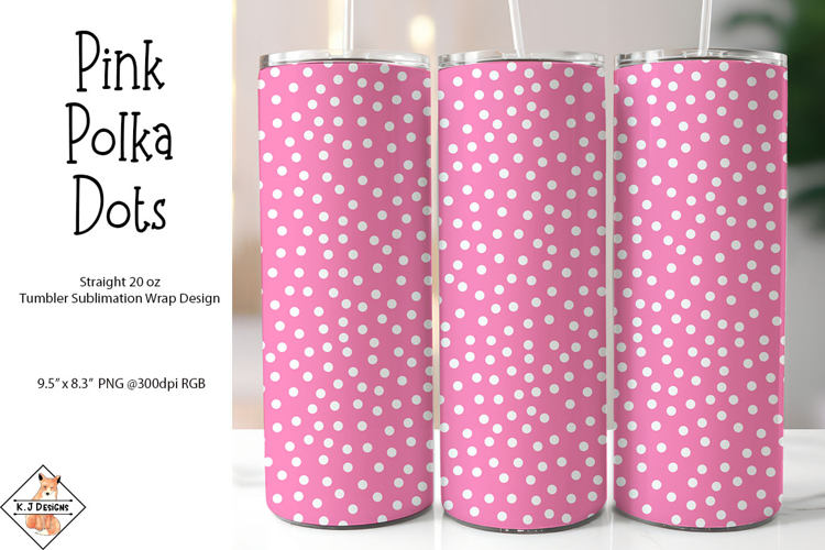 Pink Polka Dots Tumbler Sublimation Wrap