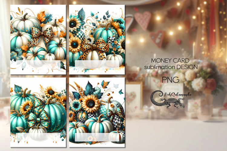 Pumpkin season | 4 fall Money Card Sublimation designs