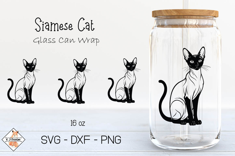 Siamese Cat Beer Glass Can Wrap Design
