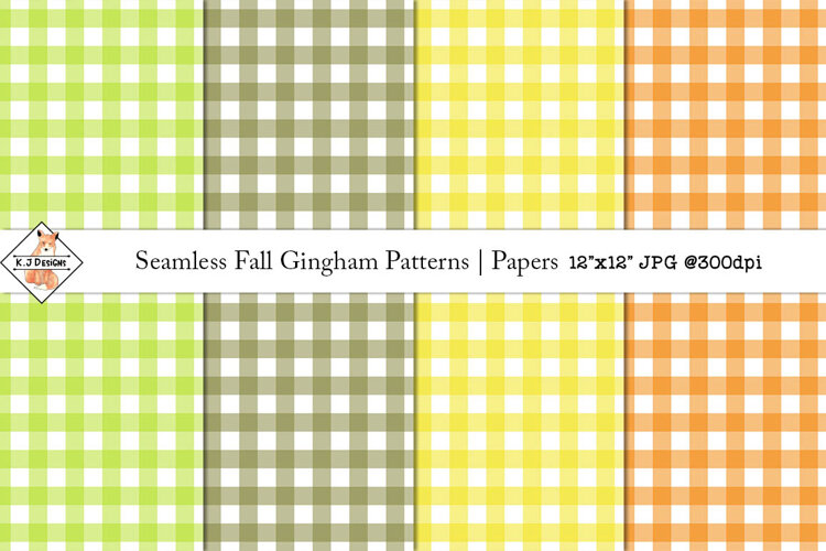 Seamless Fall Gingham Patterns | Digital papers example image 1