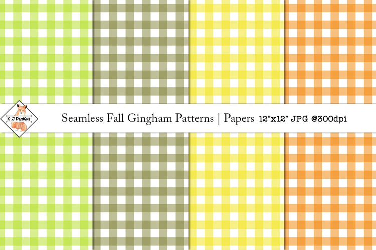 Seamless Fall Gingham Patterns | Digital papers