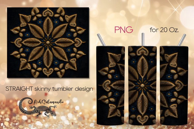Embroidery | round skinny tumbler Sublimation design PLUS example image 1