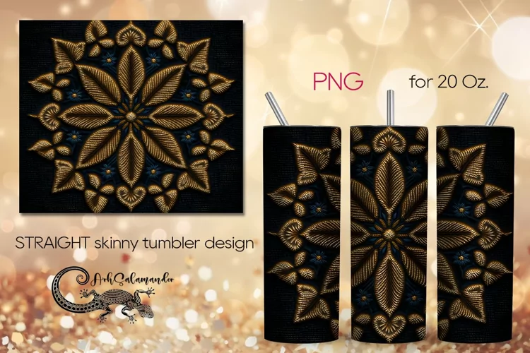 Embroidery | round skinny tumbler Sublimation design PLUS