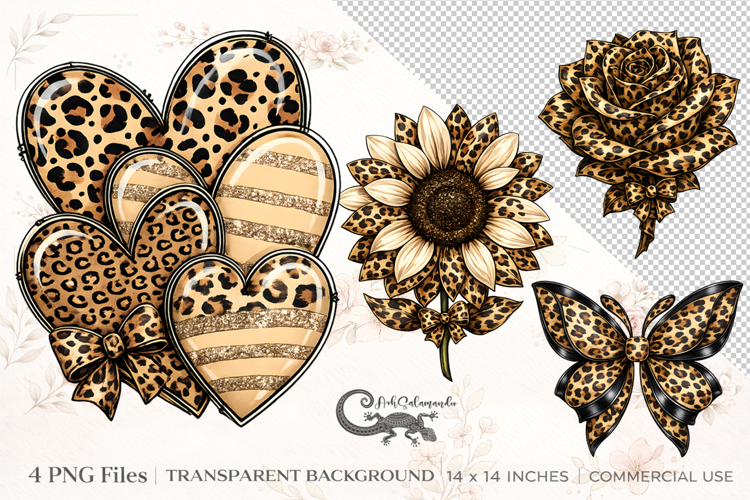 Leopard Boutique Clipart | 4 PNG sublimation designs