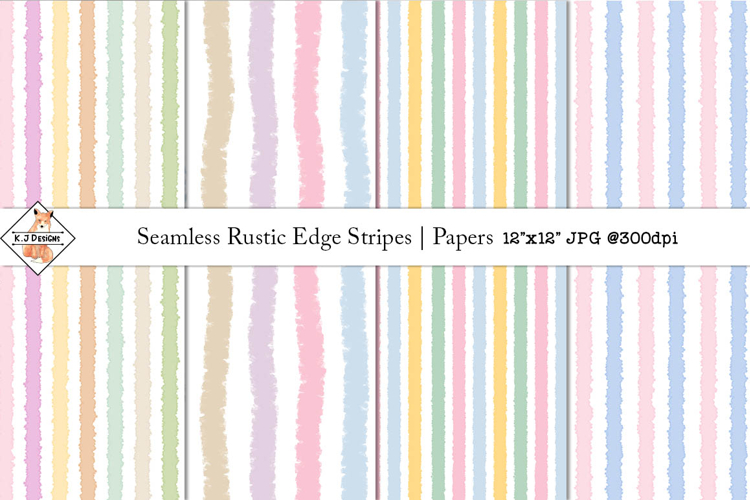 Seamless Rustic Edge Stripe Patterns | Digital Papers