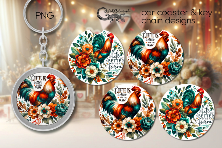 Beautiful farm | Sublimation coaster   key chain design PL