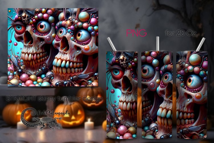 Funny skulls | Halloween Skinny tumbler sublimation PLUS