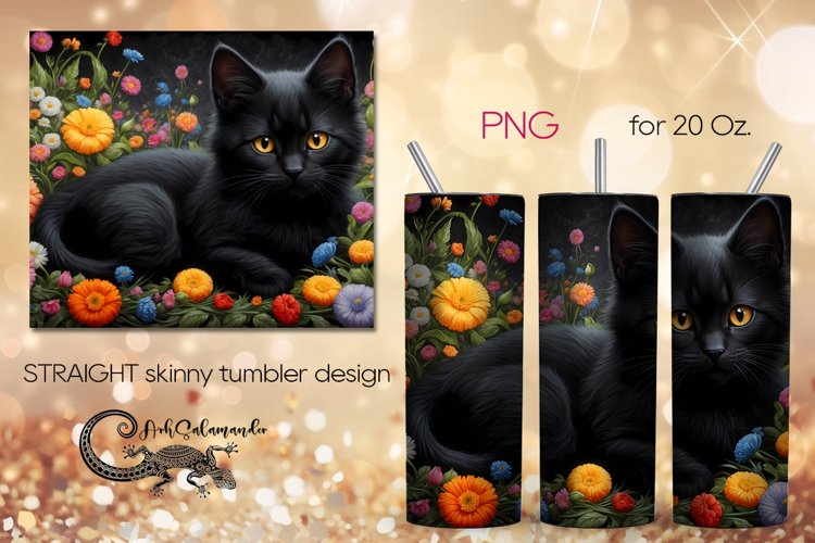 Cats   flowers | skinny tumbler Sublimation design PLUS