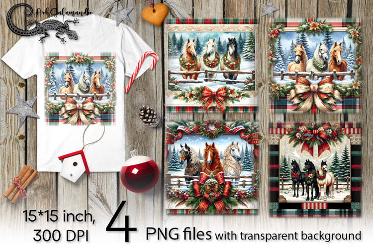 Country Christmas | 4 horse PNG Sublimation designs