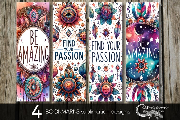 Boho Inscription | 4 bookmarks sublimation designs PL example image 1