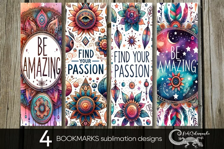 Boho Inscription | 4 bookmarks sublimation designs PL