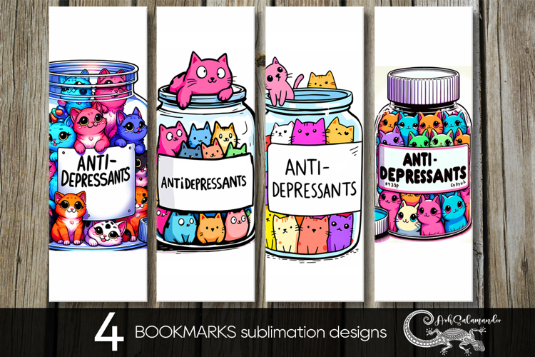 Cats | 4 cartoon bookmarks sublimation designs