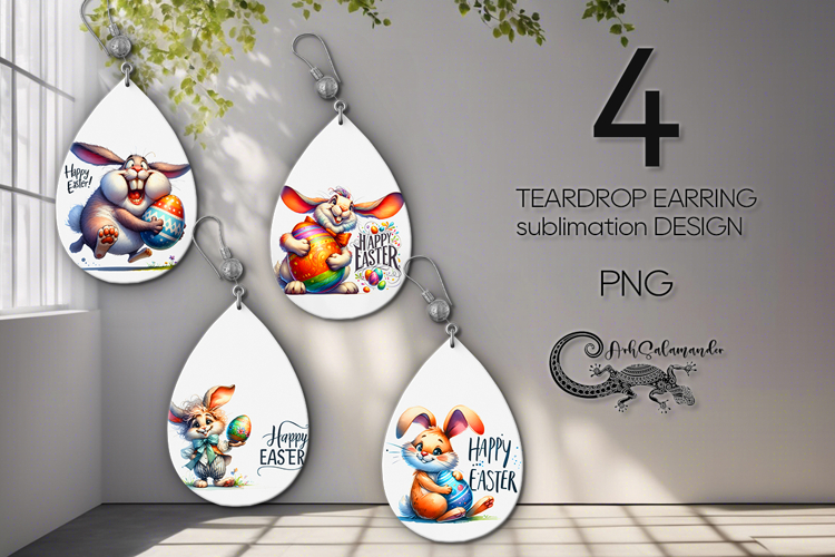 Easter Rabbit | Teardrop Earring Sublimation design PL