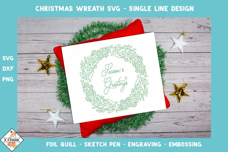 Christmas Wreath SVG for FOil Quill | Single Line Designs