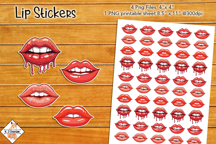 Lips Stickers & Sheet | Print and Cut