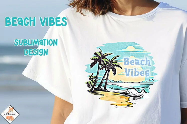 Tropical Beach Vibes Sunset Sublimation Design