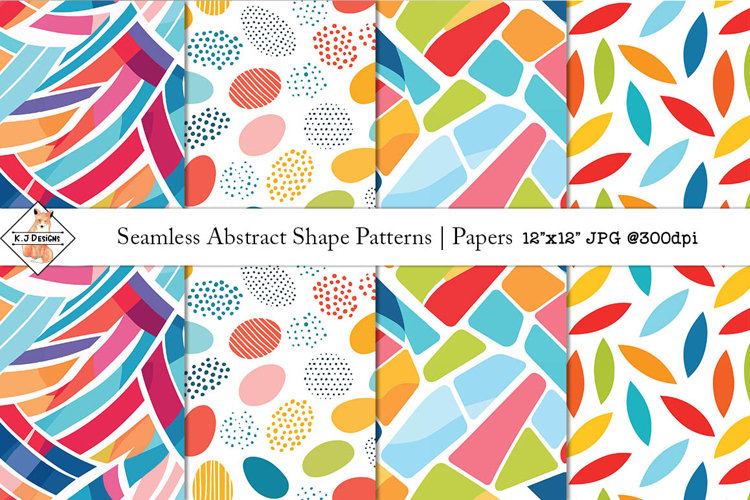Seamless Abstract Shape Patterns | Digital Papers