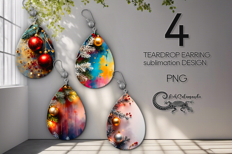 Christmas flatlay | 4 xmas Teardrop earring Sublimation