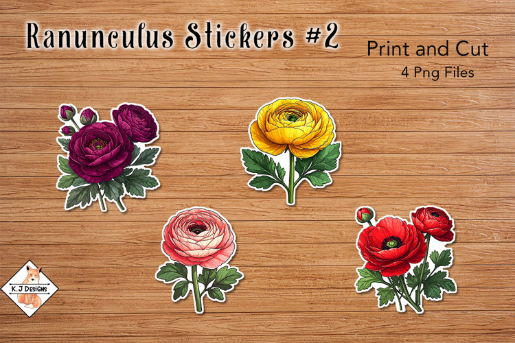 Ranunculus Flower Stickers | Print and Cut