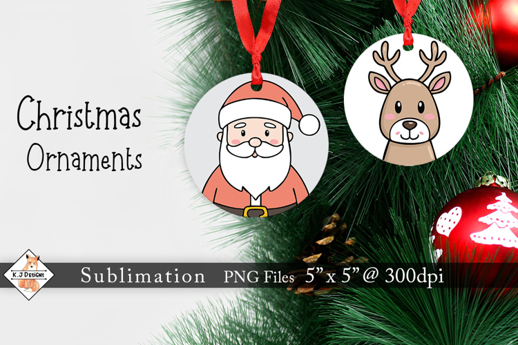 Santa & Deer Christmas Ornaments