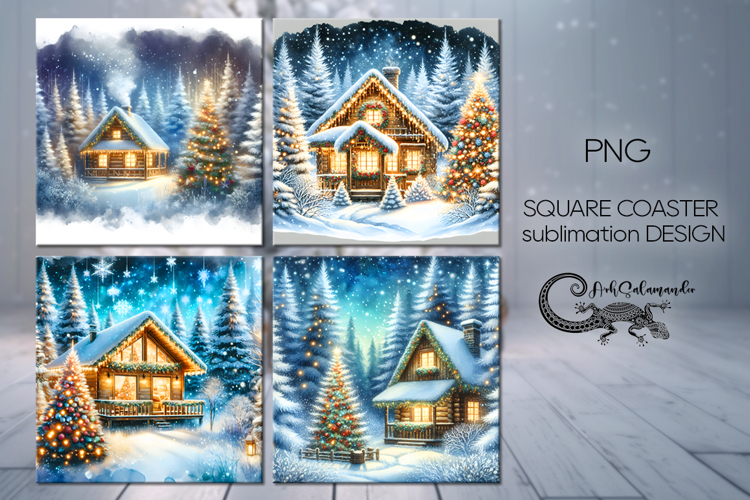 Christmas moods | xmas square coaster sublimation design P