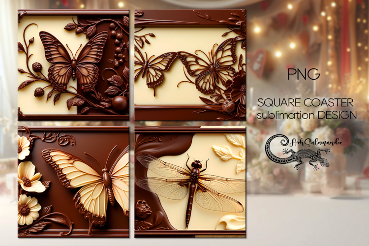Chocolate is my love | 4 square coaster sublimation designs