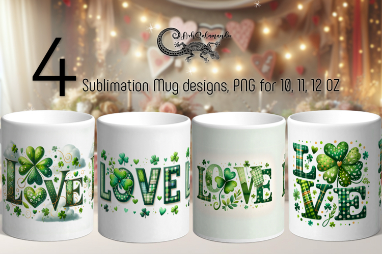 St. Patricks day vibes | 4 green Mug sublimation designs