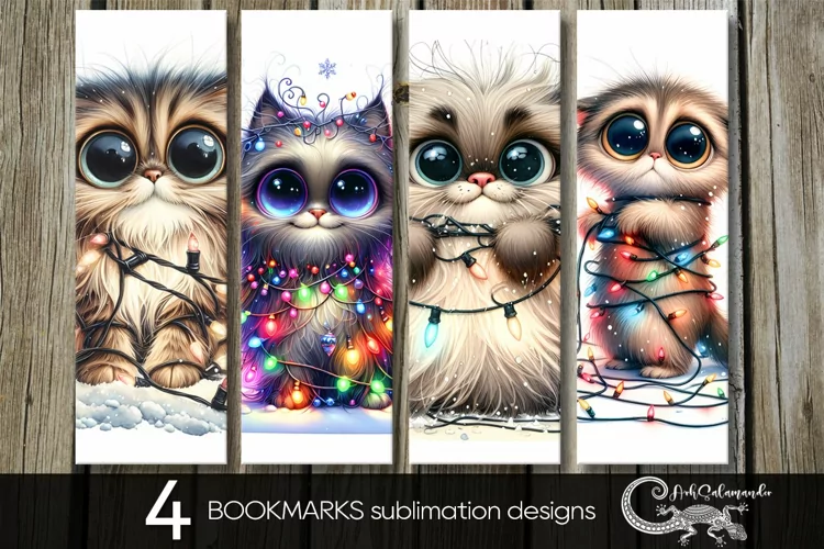 Christmas cat | funny Xmas bookmarks sublimation design PL