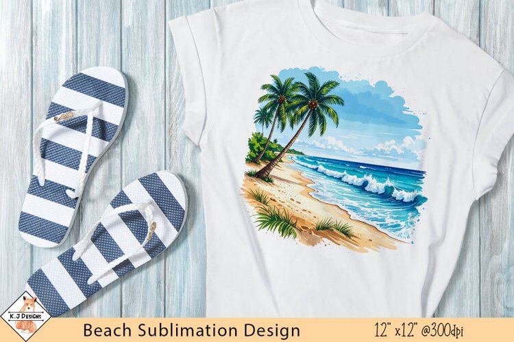 Beach Scene Sublimation Design example image 1