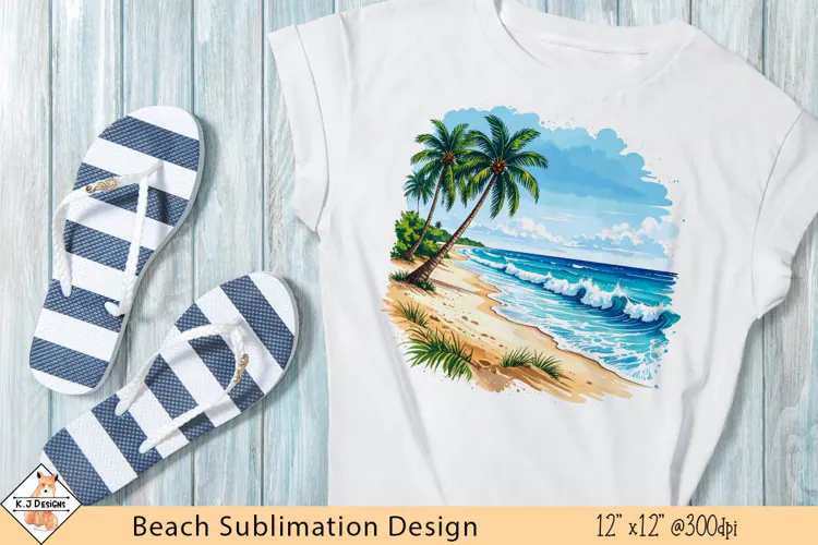 Beach Scene Sublimation Design