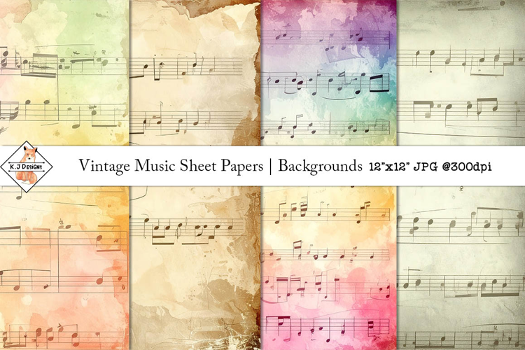 Vintage Music Background Digital Papers