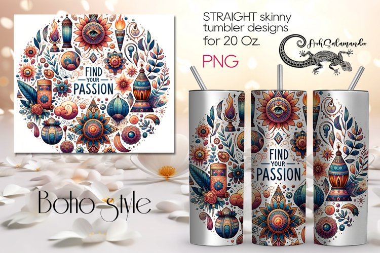 Boho style Inscription| Hippie Straight Skinny Tumbler PLUS example image 1