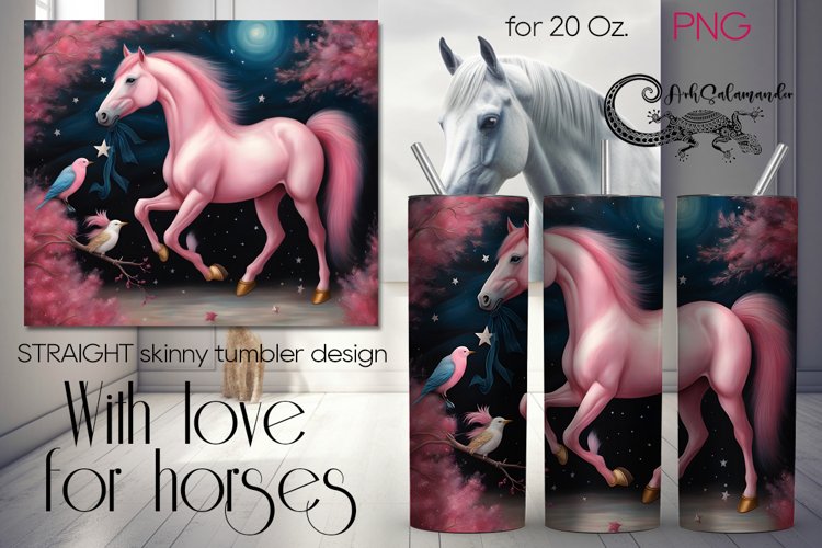Fantasy Horses | skinny tumbler Sublimation design PLUS example image 1