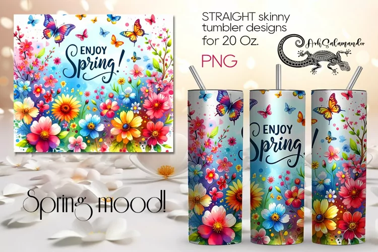 Spring inscription | Straight Skinny tumbler Sublimation