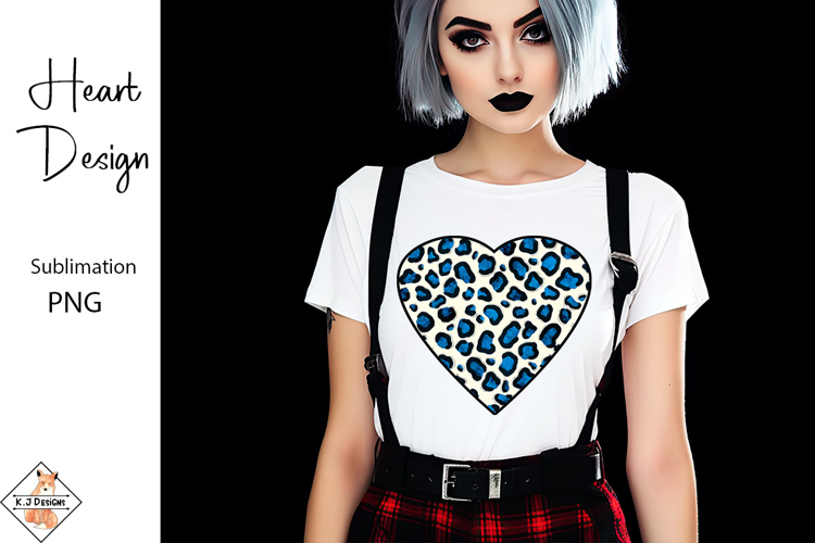 Blue Heart Sublimation Design