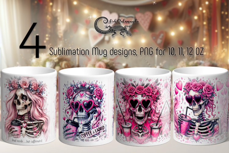 Skulls and coffee | Halloween Sublimation Mug design PL