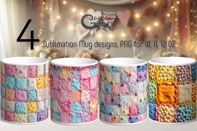 Candy patchwork | 4 retro Sublimation Mug designs
