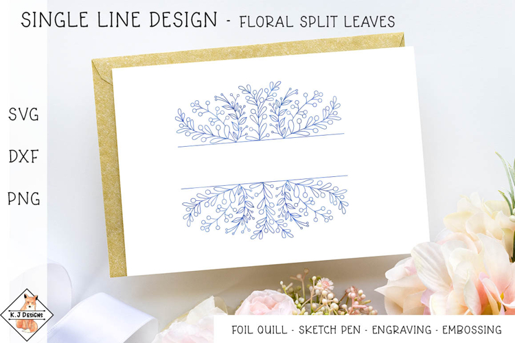 Floral Split Design SVG Foil Quill | Single Line Designs example image 1