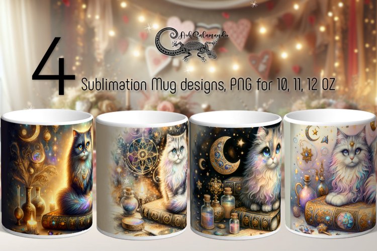Mystic cat | gothic sublimation halloween Mug design PL