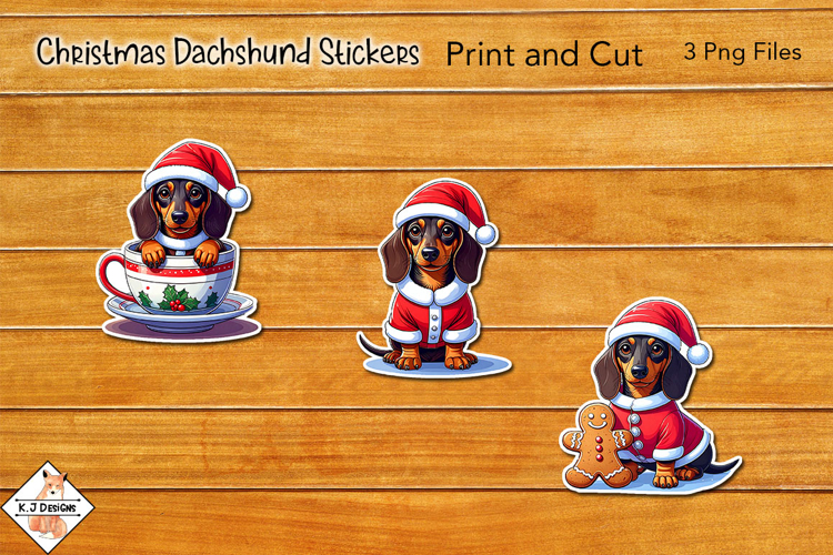 Christmas Dachshund Dog Stickers | Print and Cut