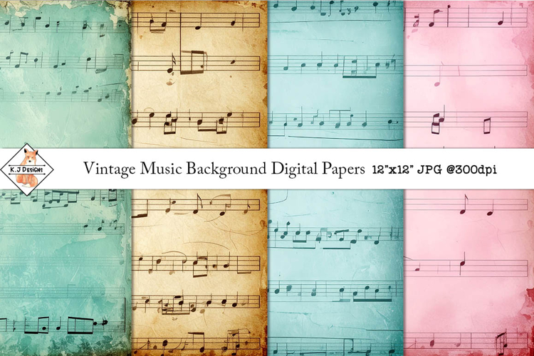Vintage Music Background Digital Papers